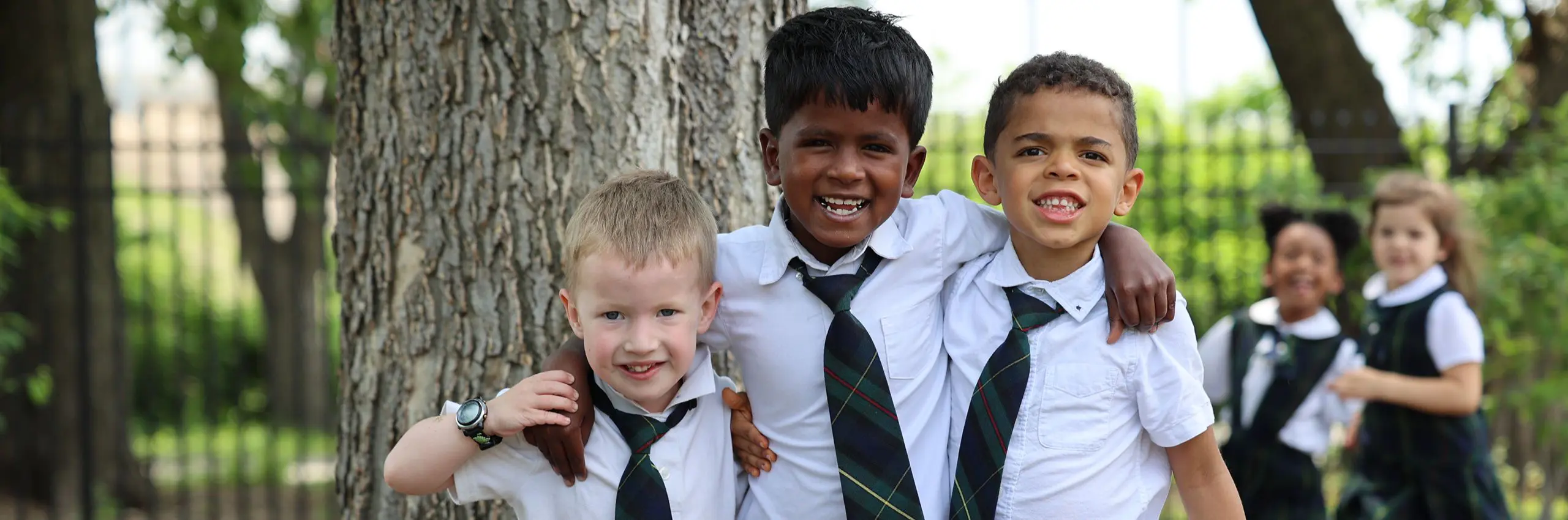 Pre-K students outdoors