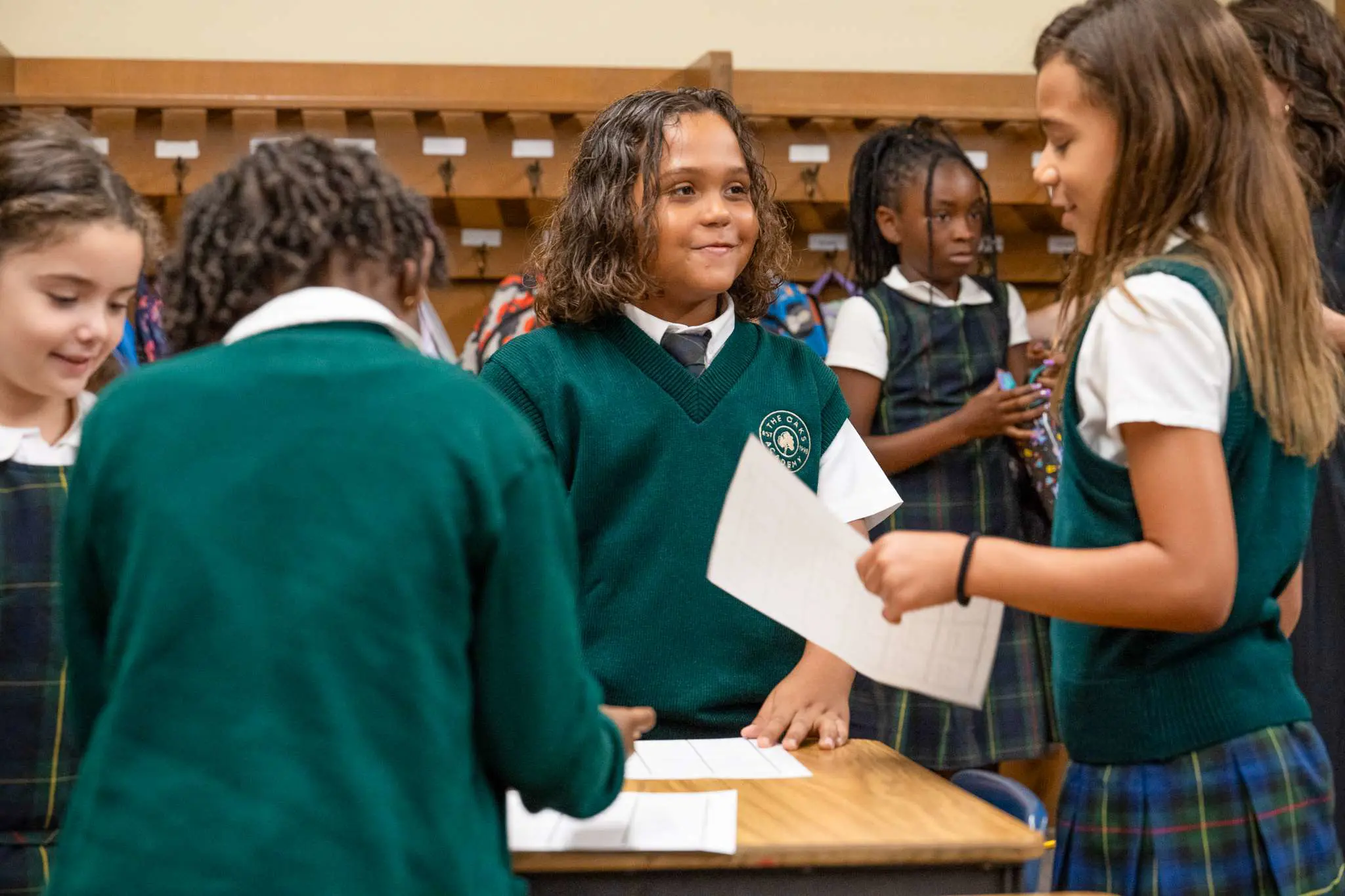 Students on their first day at Lower School on the Fall Creek campus.